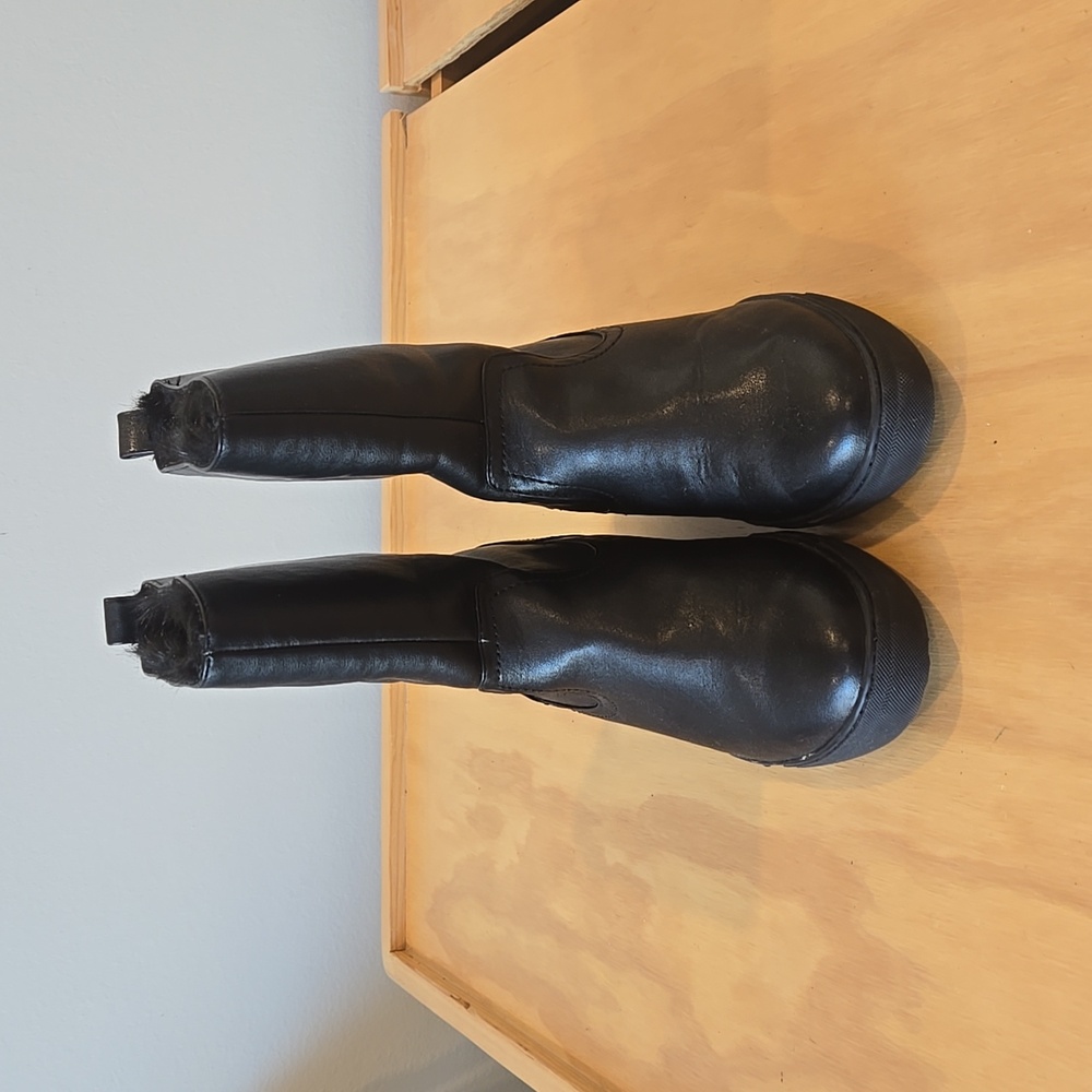 EUC Matt & Nat Lauren Faux Fur Hidden Wedge Boots, size 39, black
